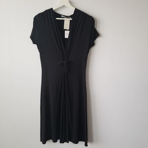miki thumb womens baker v-neck tie-front black dress size medium